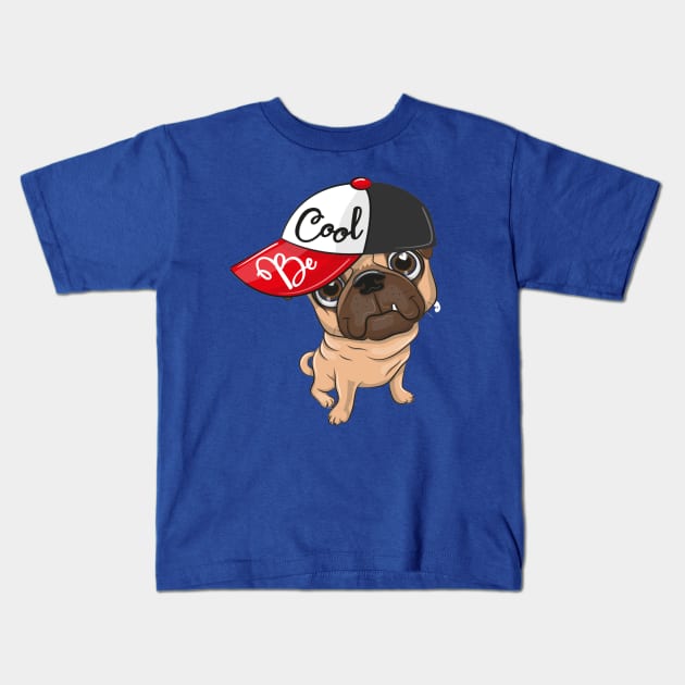 Pug Dog Be Cool Kids T-Shirt by amramna